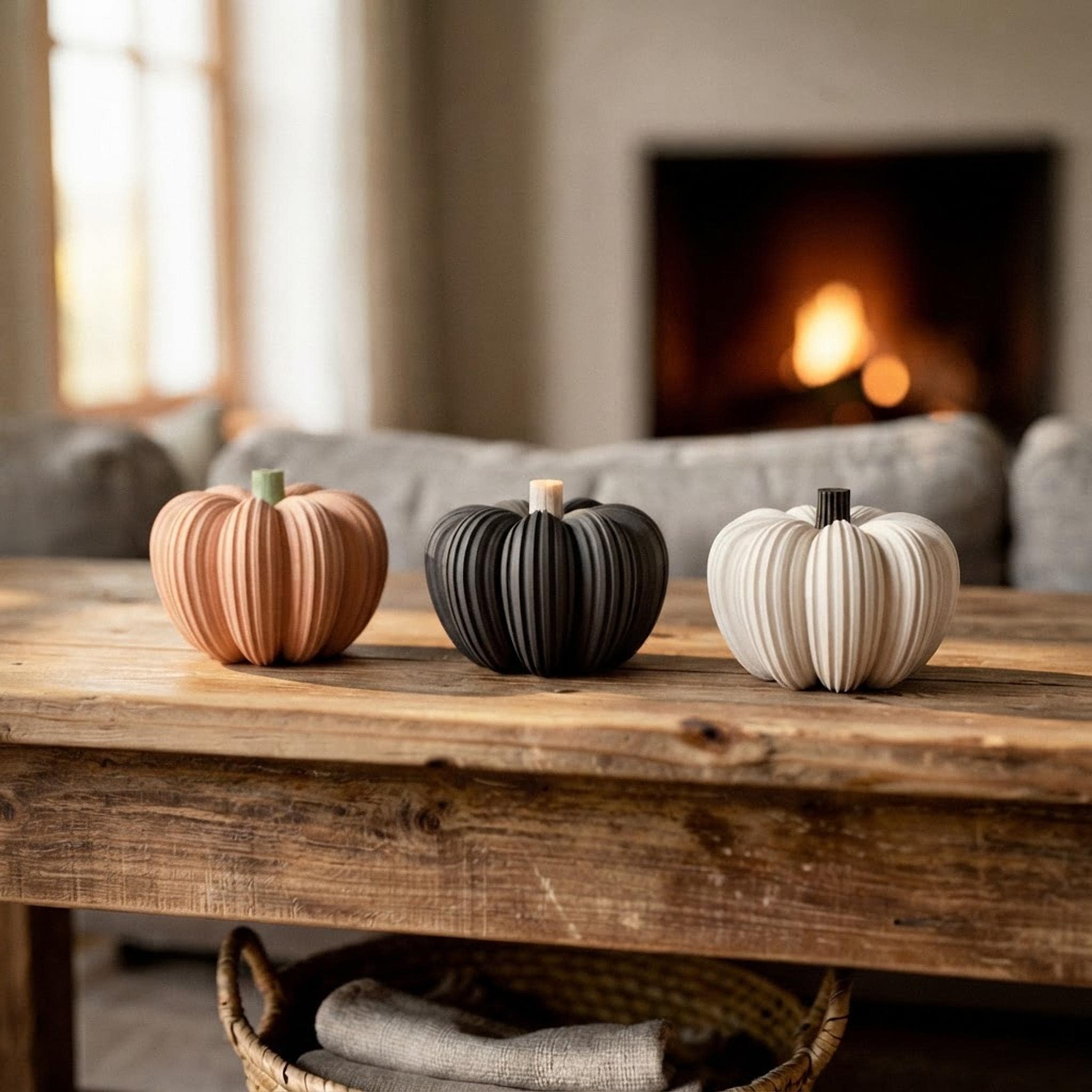 Ribbed Pumpkin Tealight Holder, Modern Fall Decor, LED Candle Holder, Minimalist Pumpkin Decor, Autumn Table Centerpiece – photo 8